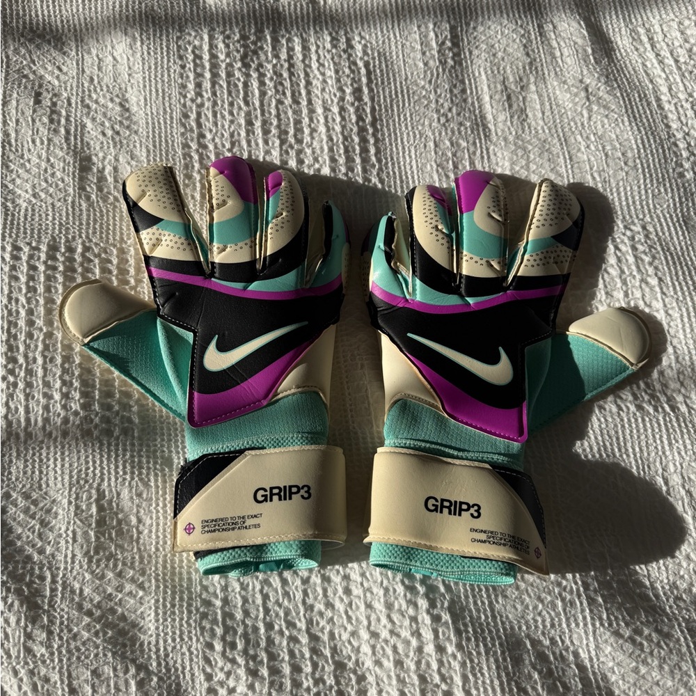Nike Teal and Purple Goalkeeper Gloves